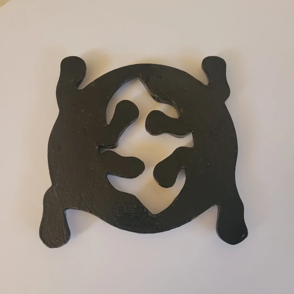Hand Painted Carved Gecko Wall Art Decor Tribal